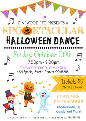 editable school halloween dance flyer template