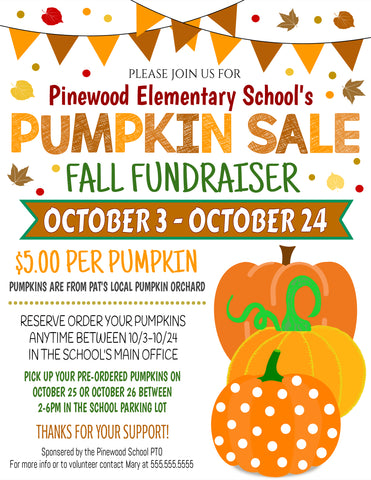 editable fall fundraiser flyer template pumpkin sale