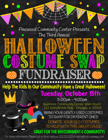 halloween costume swap fall fundraiser editable flyer template