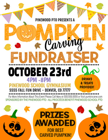 pumpkin carving fall fundraiser flyer editable template