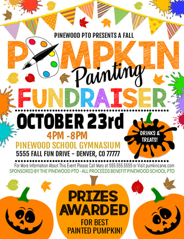 fall fundraiser pumpkin painting flyer template