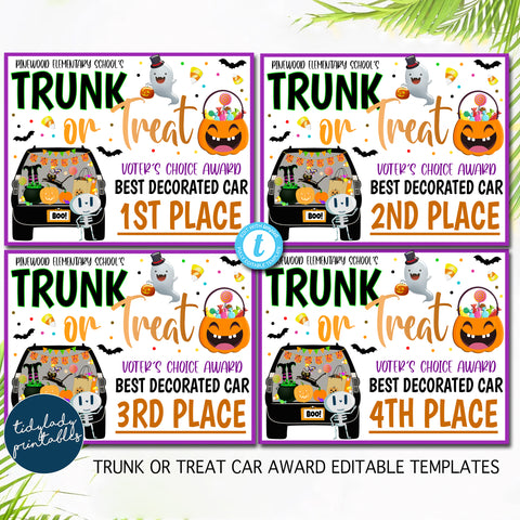 trunk or treat car award editable templates