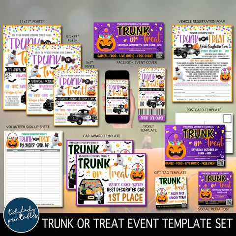 trunk or treat fundraiser template set