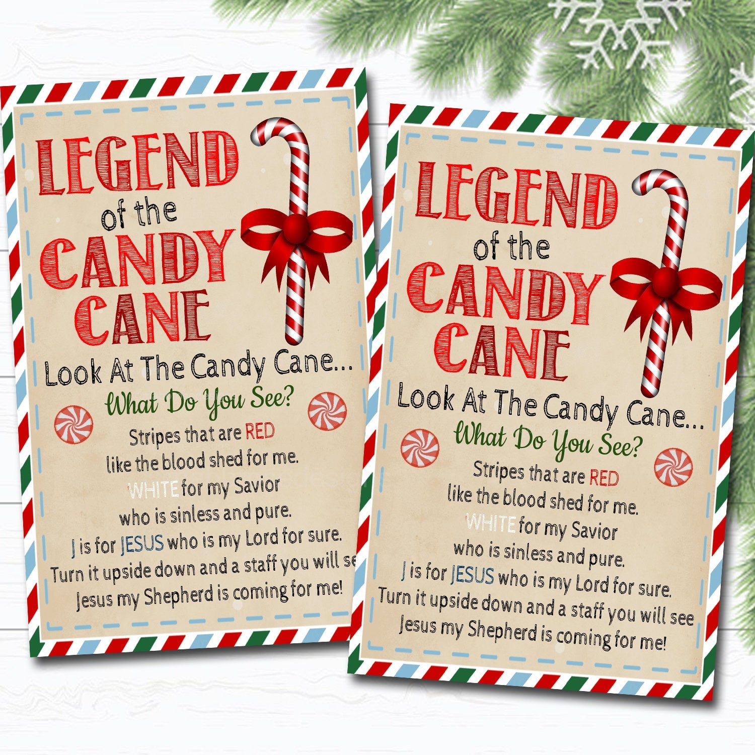 Legend of the Candy Cane Tags, Christmas Teacher Student Gifts, Jesus