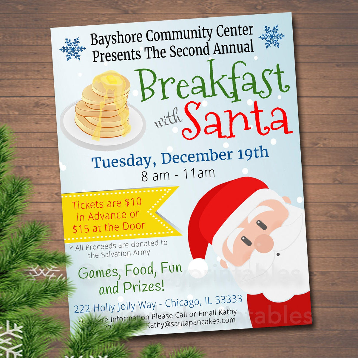 Breakfast With Santa Flyer Invite TidyLady Printables