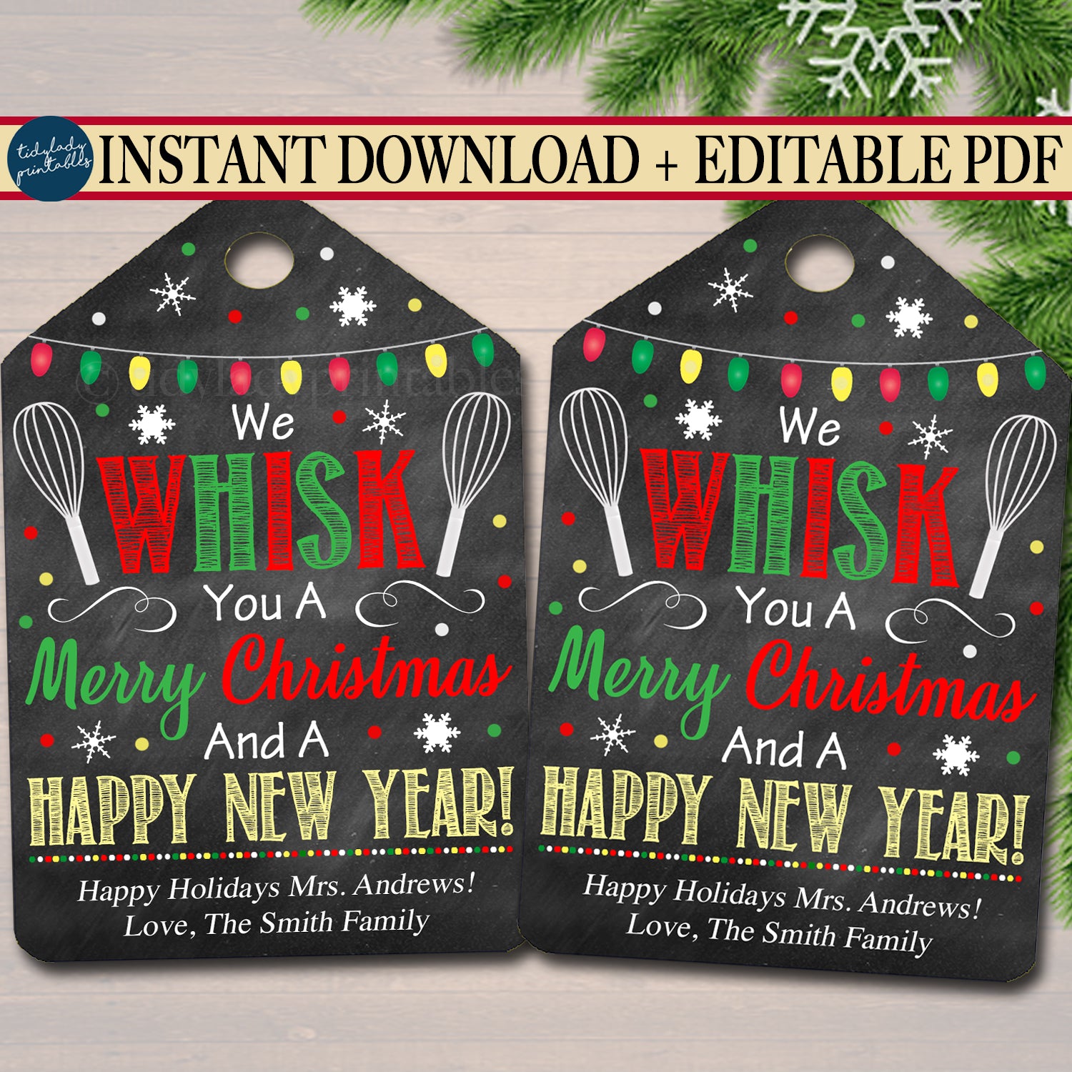 Set Of 20/12/6 We Whisk You A Merry Christmas Tag, Custom Gift