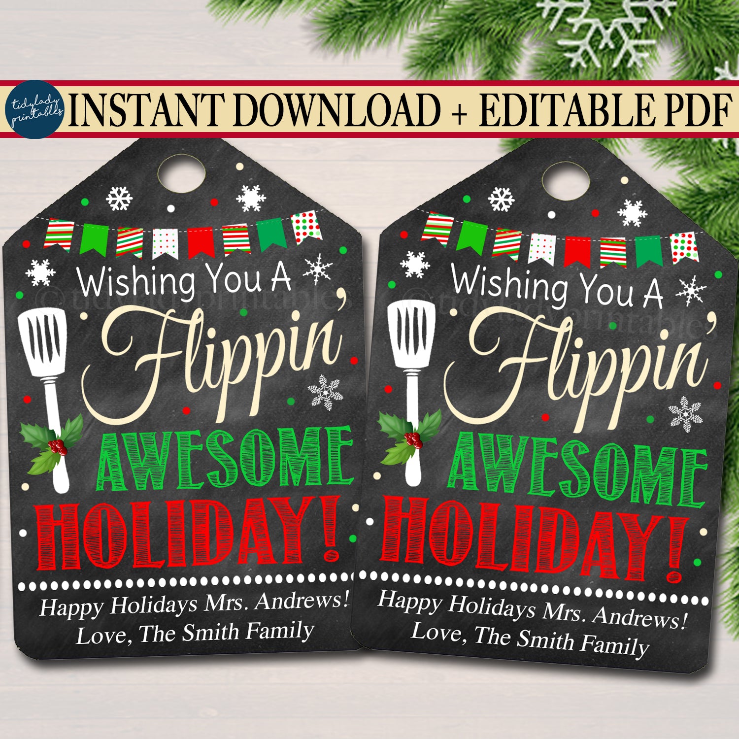 Wishing you a flippin awesome holiday printable gift tag — TidyLady  Printables