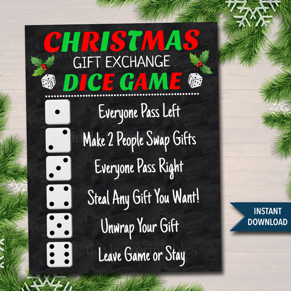 Christmas Dice Game Gift Exchange Rules Printable TidyLady Printables