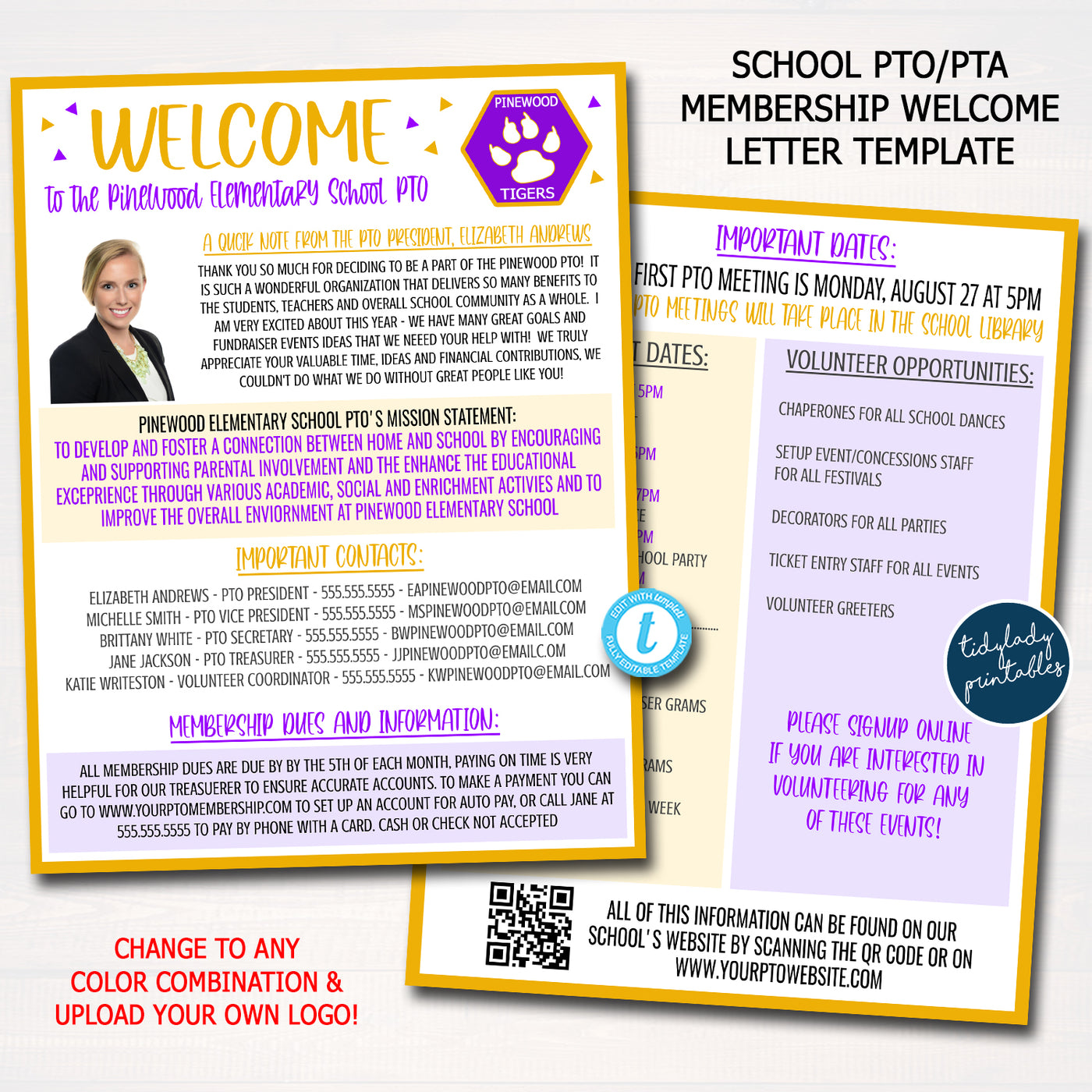 School Pto Pta Volunteer Membership Welcome Letter Template — Tidylady