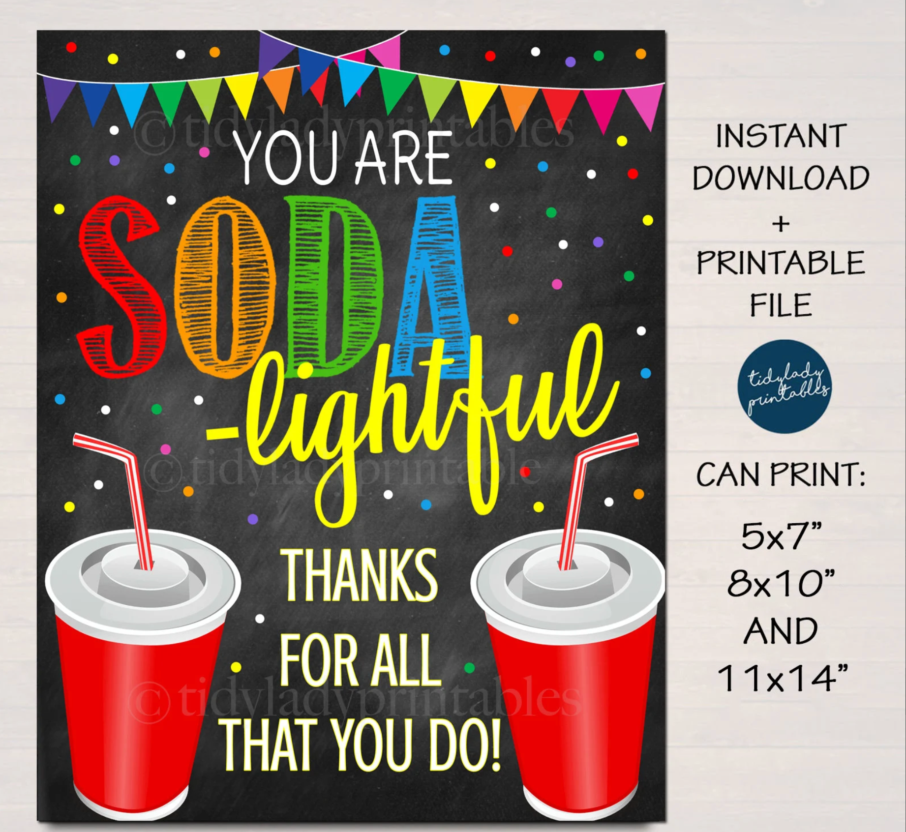 Appreciation Gift Tag Printable, You're Soda-lightful - Press Print Party!