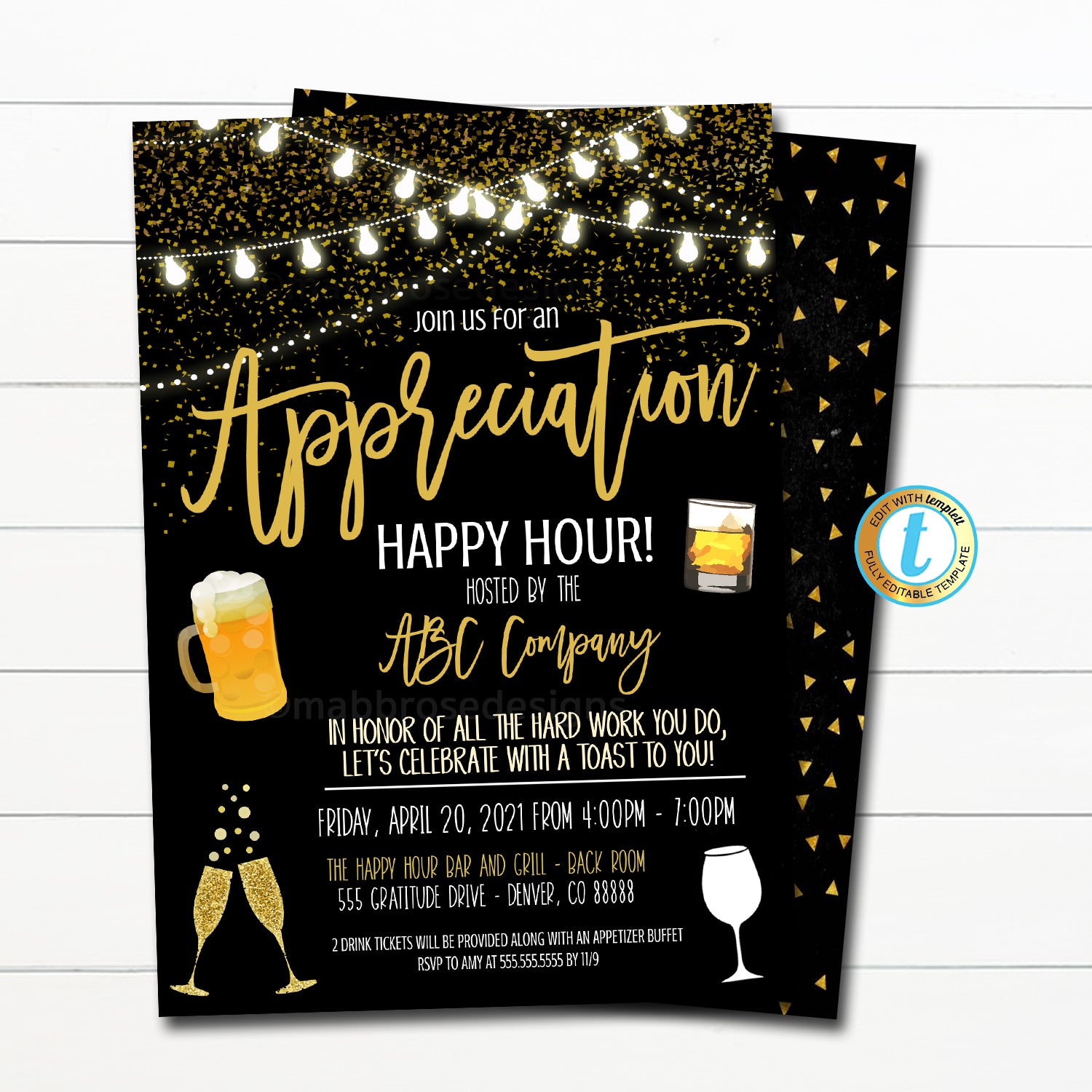 Staff Employee Appreciation Happy Hour Party Invite Template — TidyLady  Printables