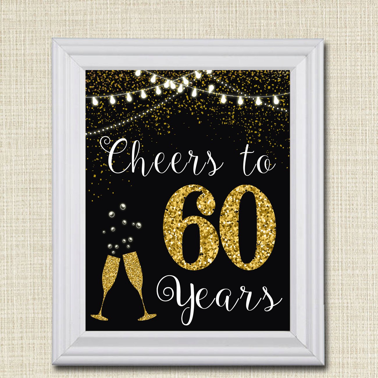 60th Anniversary Glitter Banner 60 Years Blessed Cheers to 