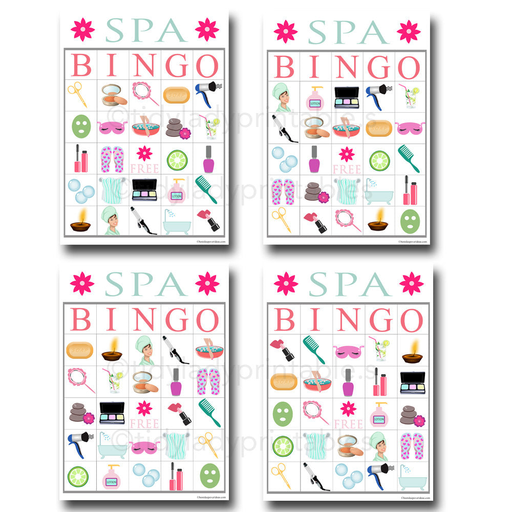 Spa Bingo Printable Game Girls Party Game Spa Party Beauty Party P 