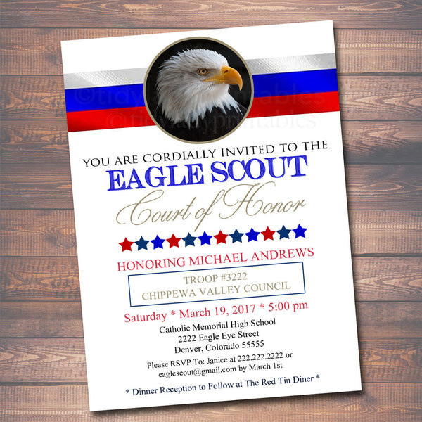 Eagle Scout Court of Honor Invitation Boy Scout Invitation DIY Invit