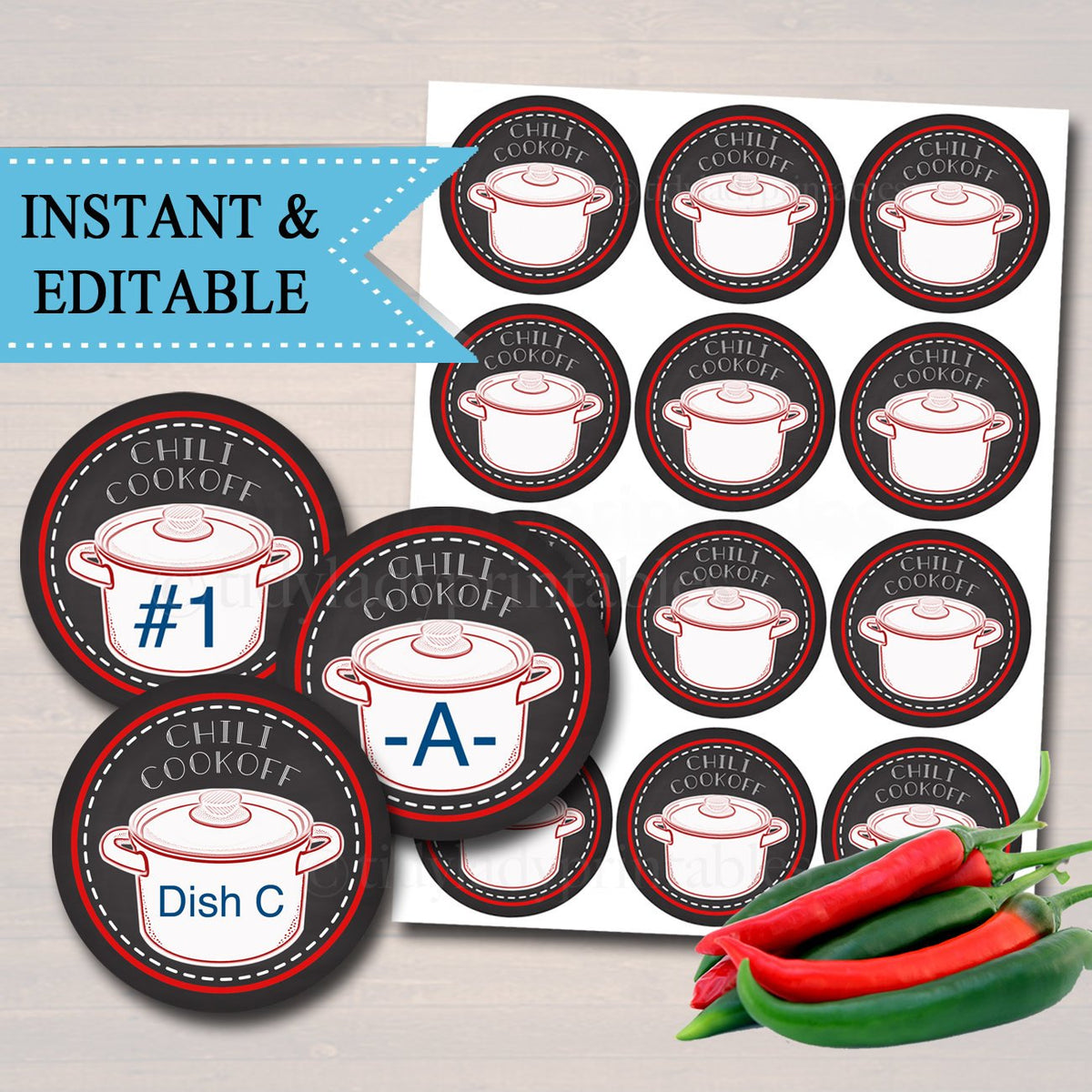 Chili Cook Off Labels Printable Chili Dish Identifying Tags — TidyLady