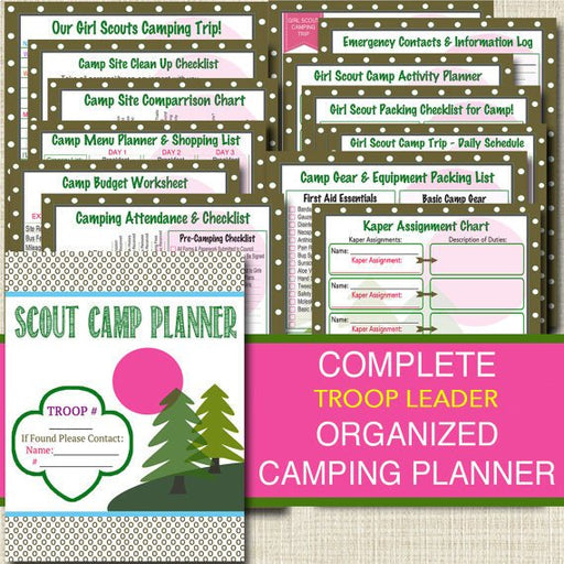 Campout Planner Pack, INSTANT DOWNLOAD Troop Leader Forms, Event Meeting Planner Brownies, Daisies, Junior, Printable Camping Trip Organizer