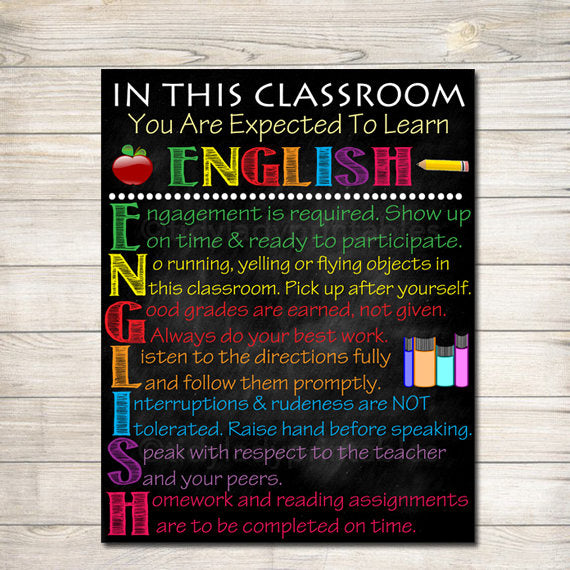 English Classroom Poster