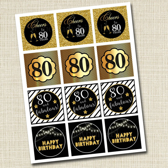 80th Birthday Cupcake Toppers | TidyLady Printables