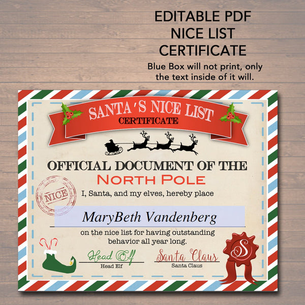Nice Naughty Certificates Tidylady Printables