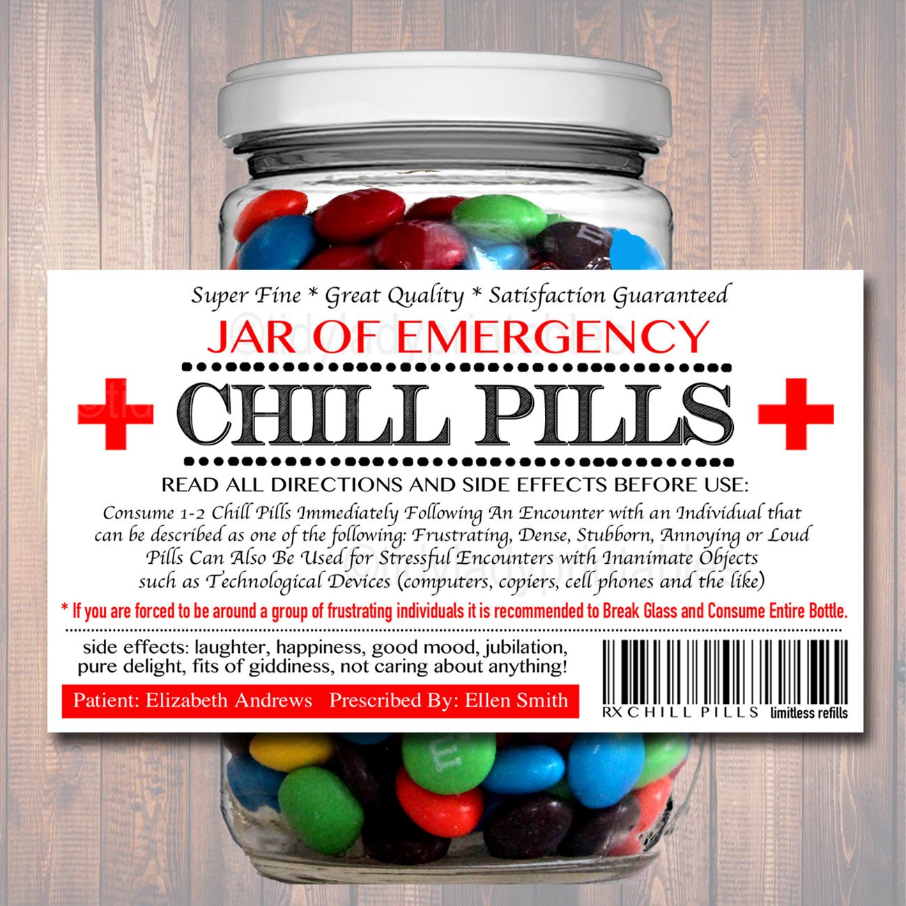 Santa's Christmas Chill Pill Mini M&m Tube Label Holiday -  UK