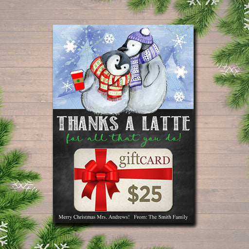 Christmas Thanks a Latte Coffee Donut Gift Card — TidyLady Printables