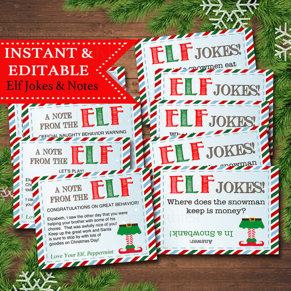 Christmas Elf Jokes And Notes From The Elf Tidylady Printables 