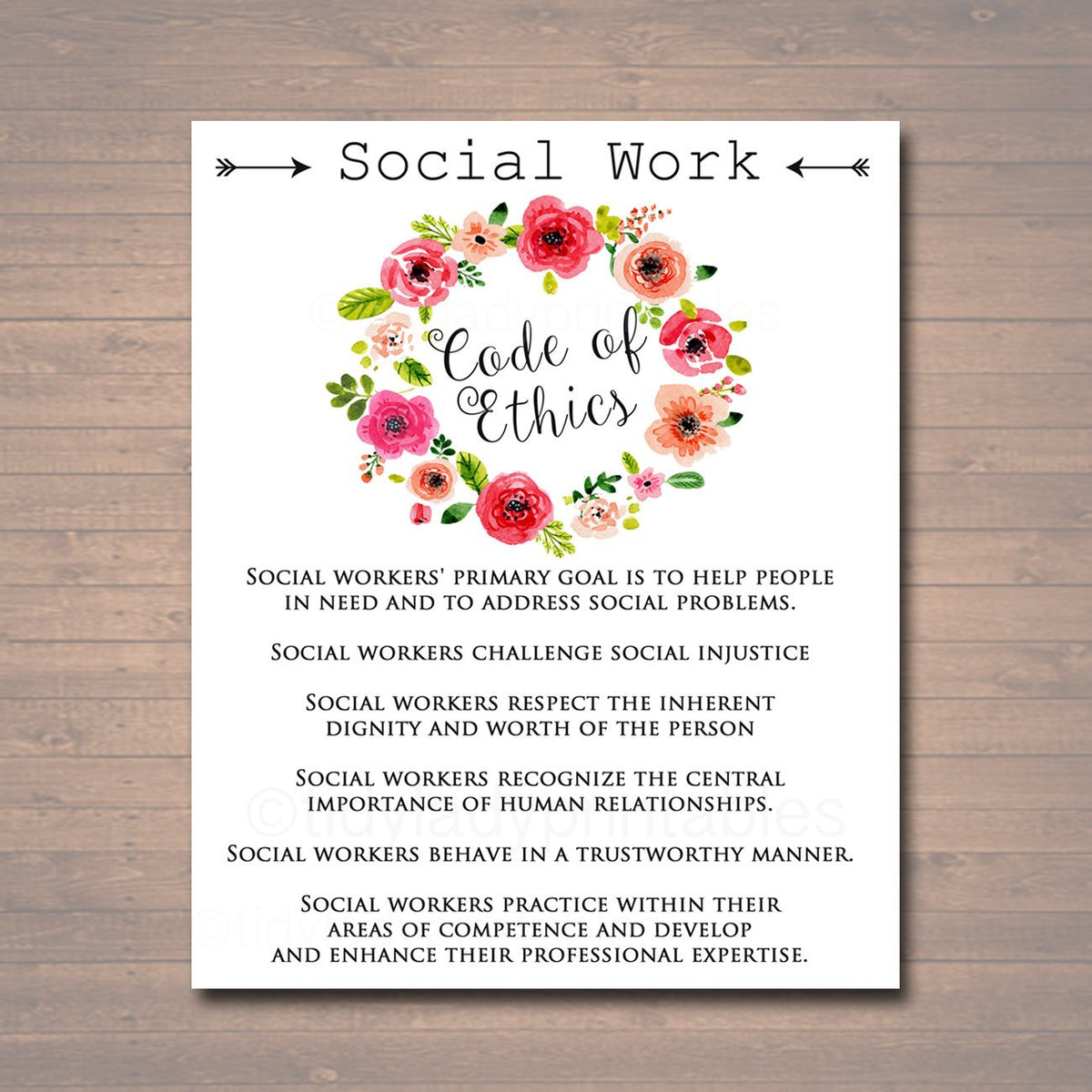 social-work-code-of-ethics-poster-tidylady-printables