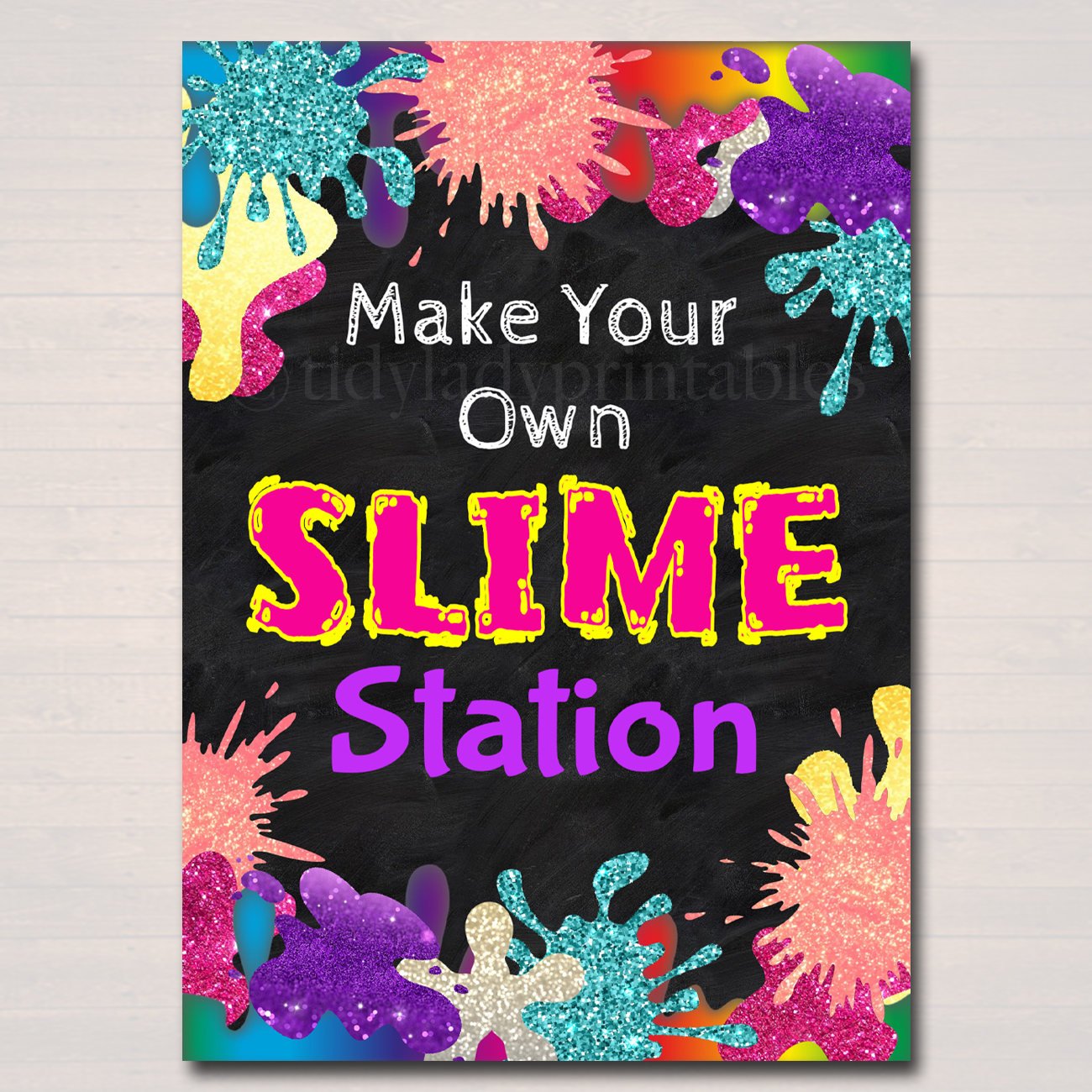 Slime Party Birthday Sign, Mad Scientist Kids Party, Make Your Own Sli —  TidyLady Printables