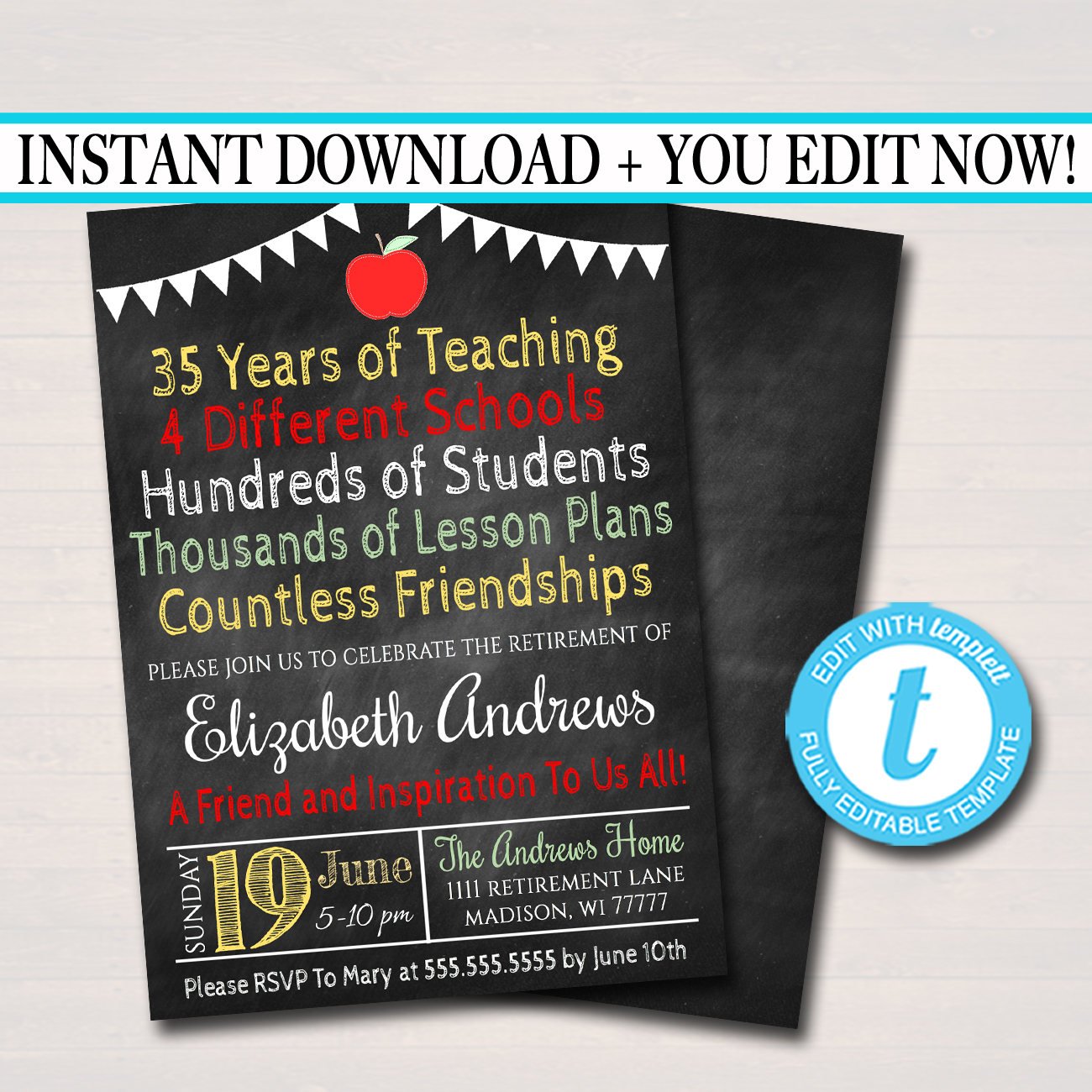 teacher retirement invitations