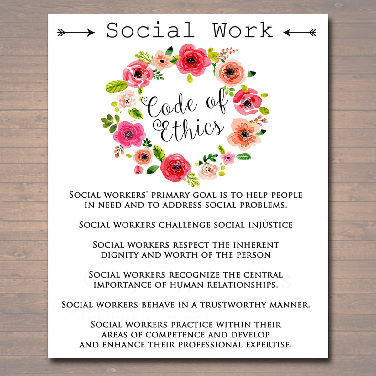 social-work-code-of-ethics-poster-tidylady-printables