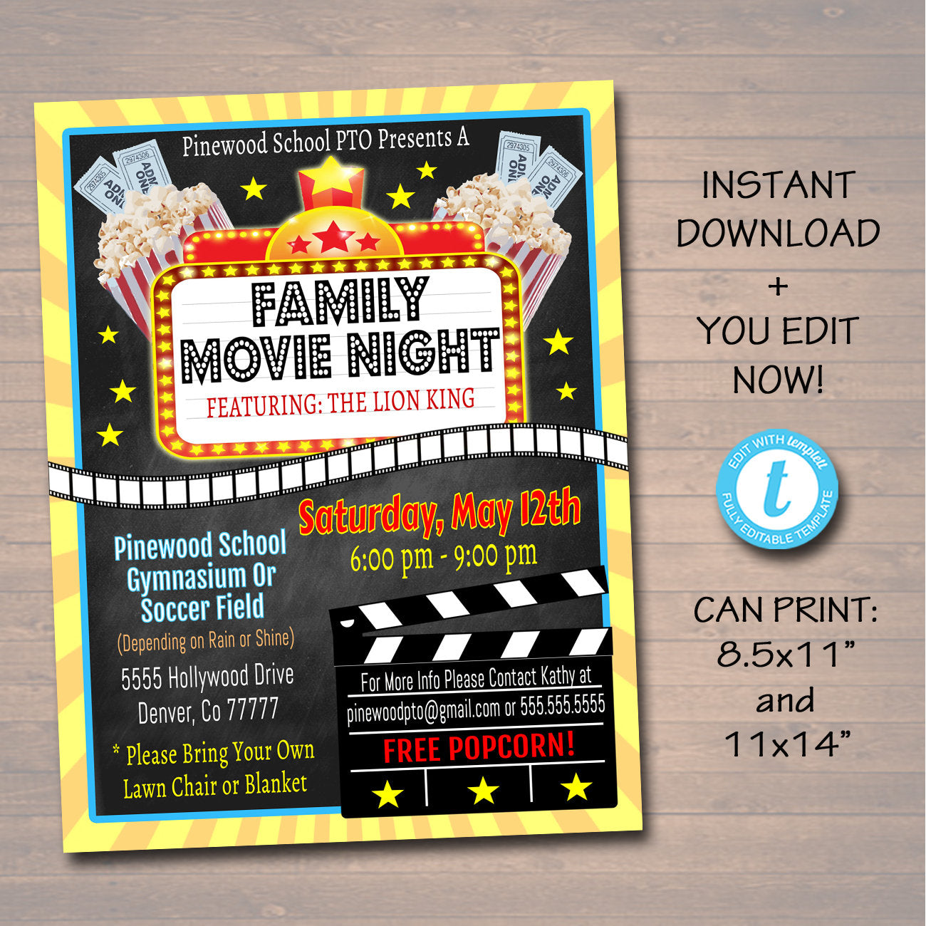 School Movie Night Flyer Template