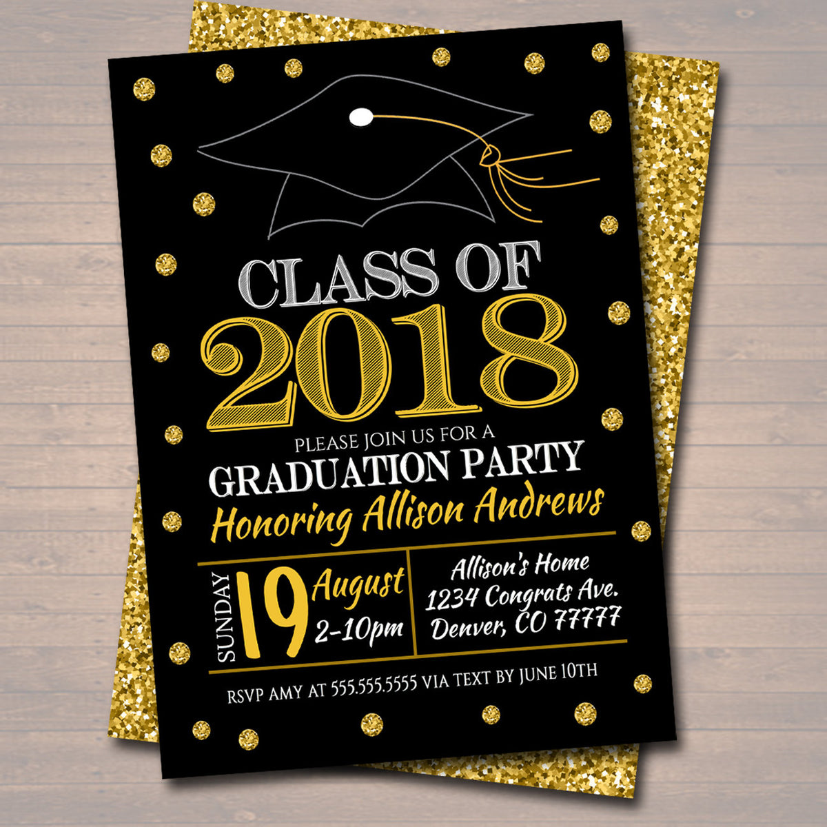 EDITABLE Graduation Party Invitation High School Graduation Invitatio