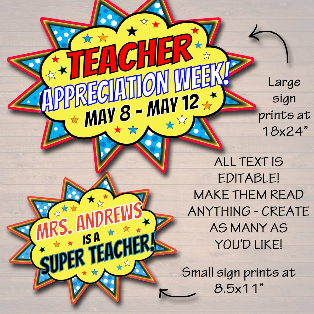 Superhero Teacher Appreciation Free Printables