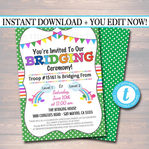 bridging-invitation-instant-template-bridging-from-daisies-to-browni