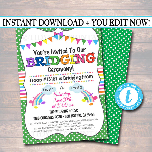 Bridging Invitation INSTANT Template Bridging From Daisies To Browni 