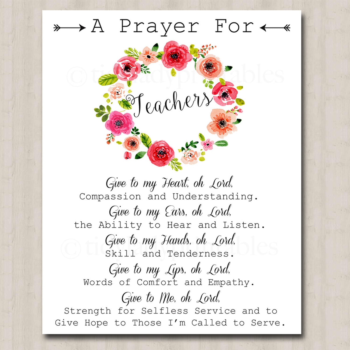 Teacher Prayer Art TidyLady Printables