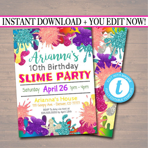 Slime Party Birthday Sign, Mad Scientist Kids Party, Make Your Own Sli —  TidyLady Printables