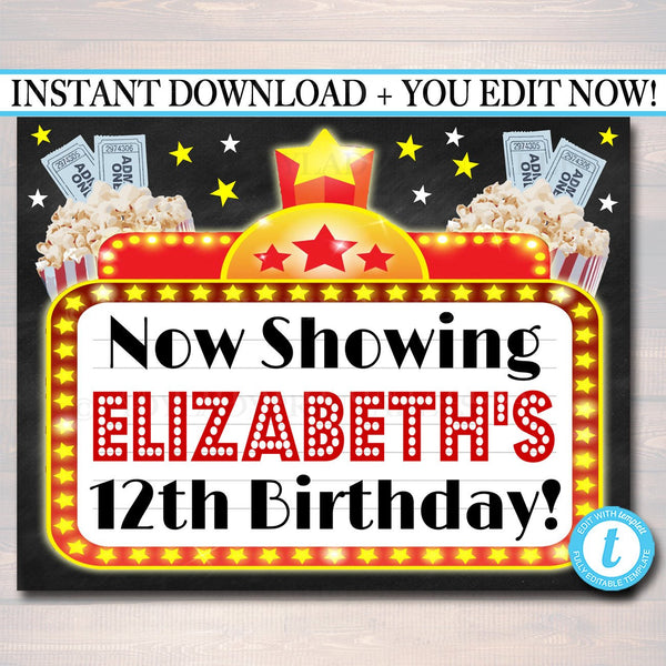 Movie Marquee Personalized Printable Sign, Hollywood ...