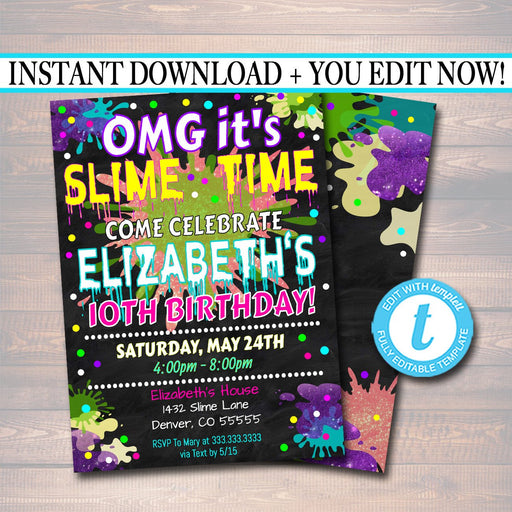 Slime Party Birthday Sign, Mad Scientist Kids Party, Make Your Own Sli —  TidyLady Printables