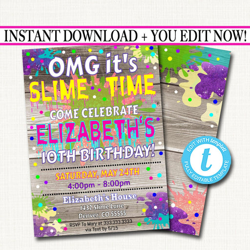 Slime GIRL Birthday Party Welcome Sign Editable Template, Slime Time T –  Puff Paper Co