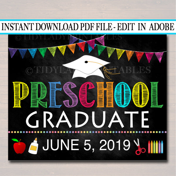 preschool graduation photo sign tidylady printables