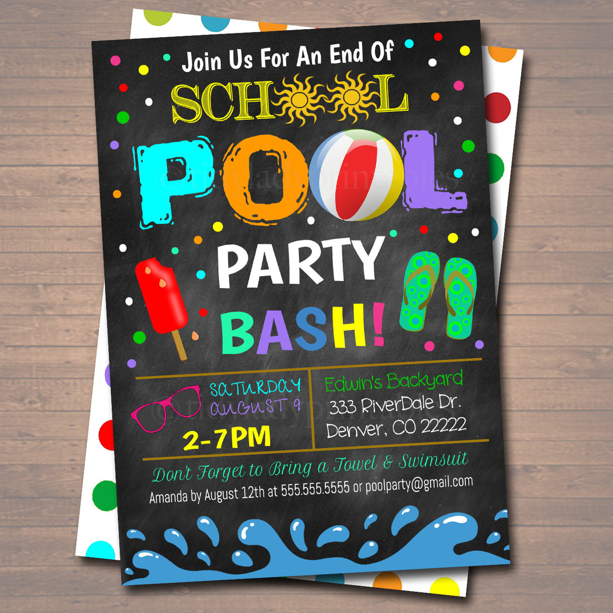 End Of Summer Pool Party Invitations 3