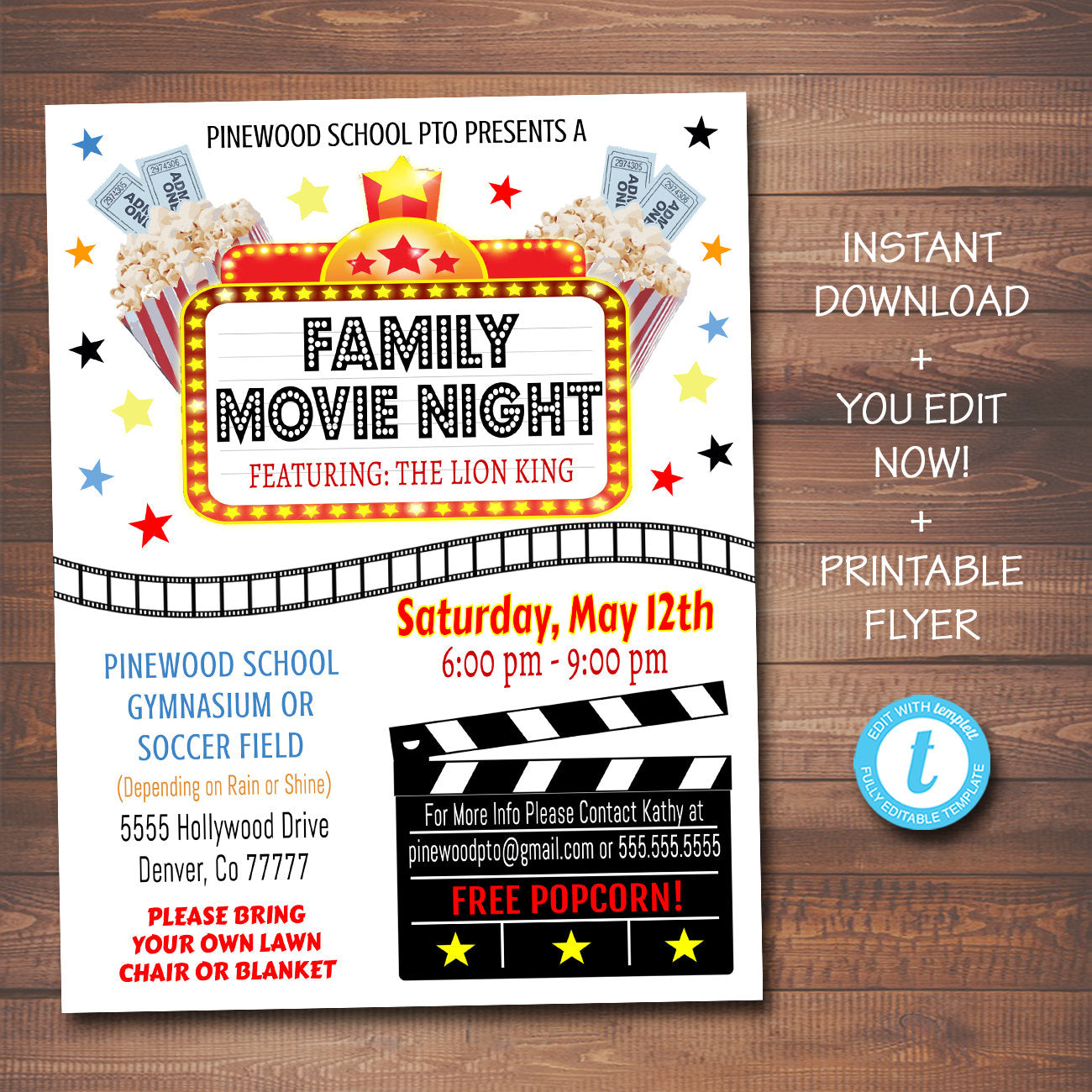 Family Movie Night Event Flyer - Printable Template  TidyLady With Regard To Family Night Flyer Template