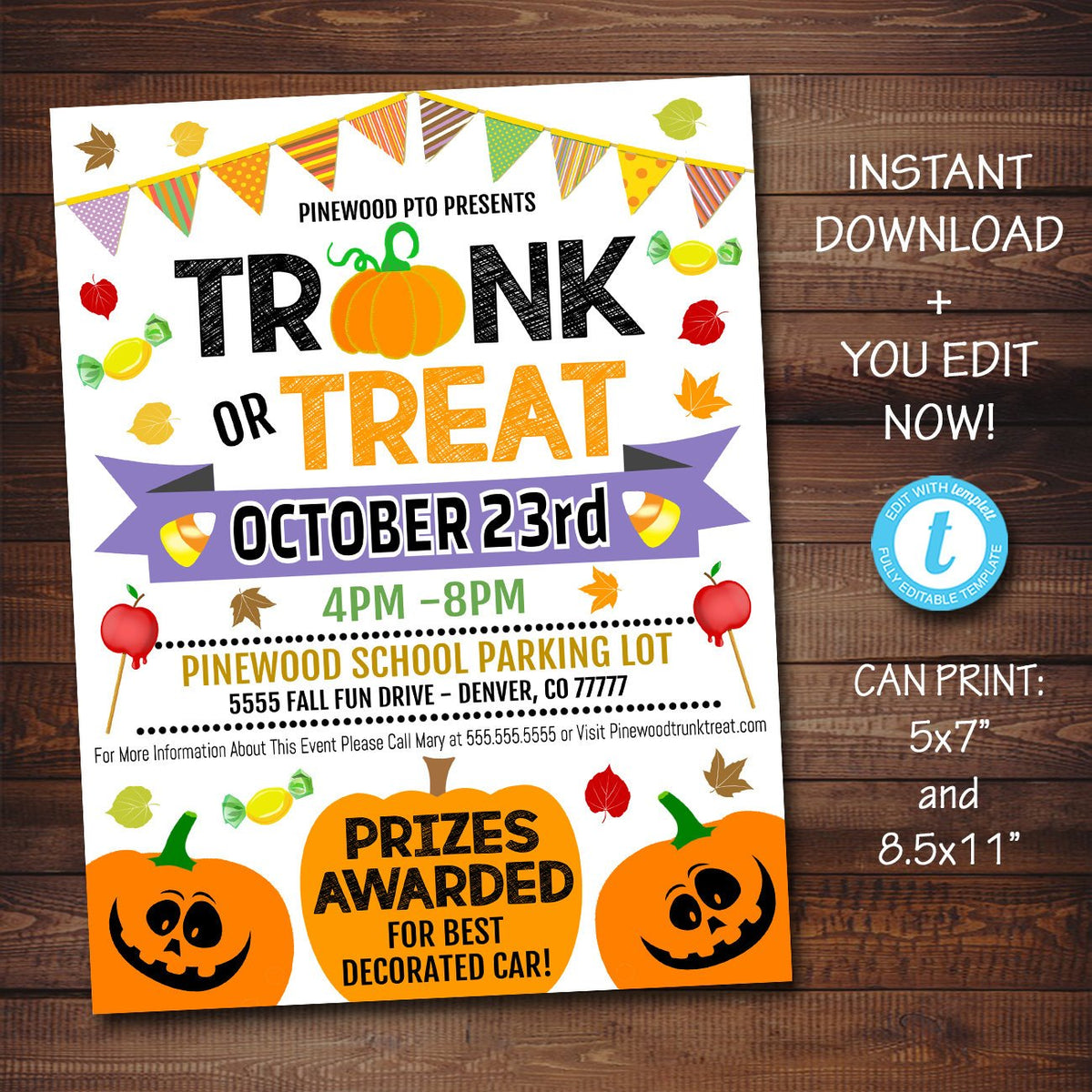 Trunk or Treat Flyer/Invitation Printable Halloween Invitation, Commun