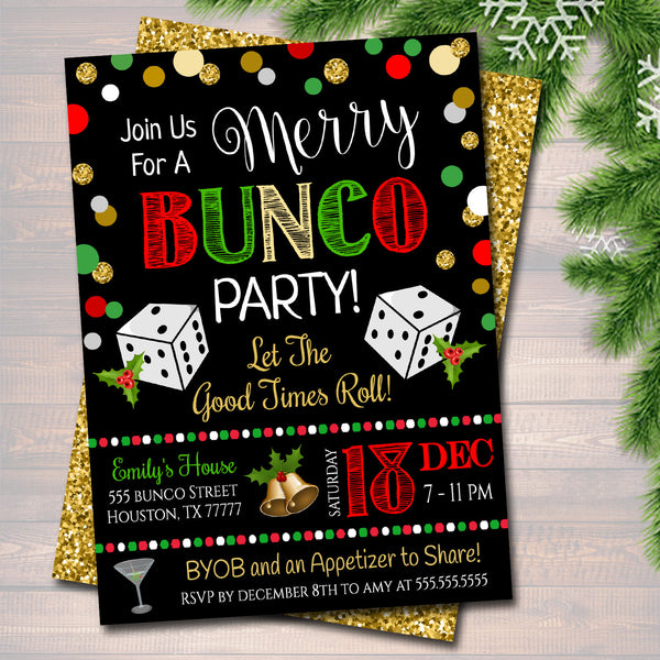 Christmas Bunco Party Invite TidyLady Printables