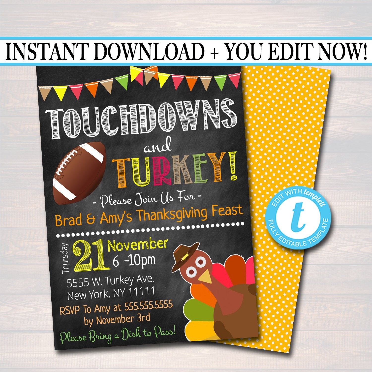 Turkey and Touchdowns Thanksgiving and Football Digital Art by