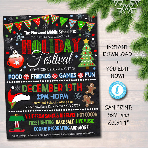 Holiday Festival Christmas Flyer | TidyLady Printables