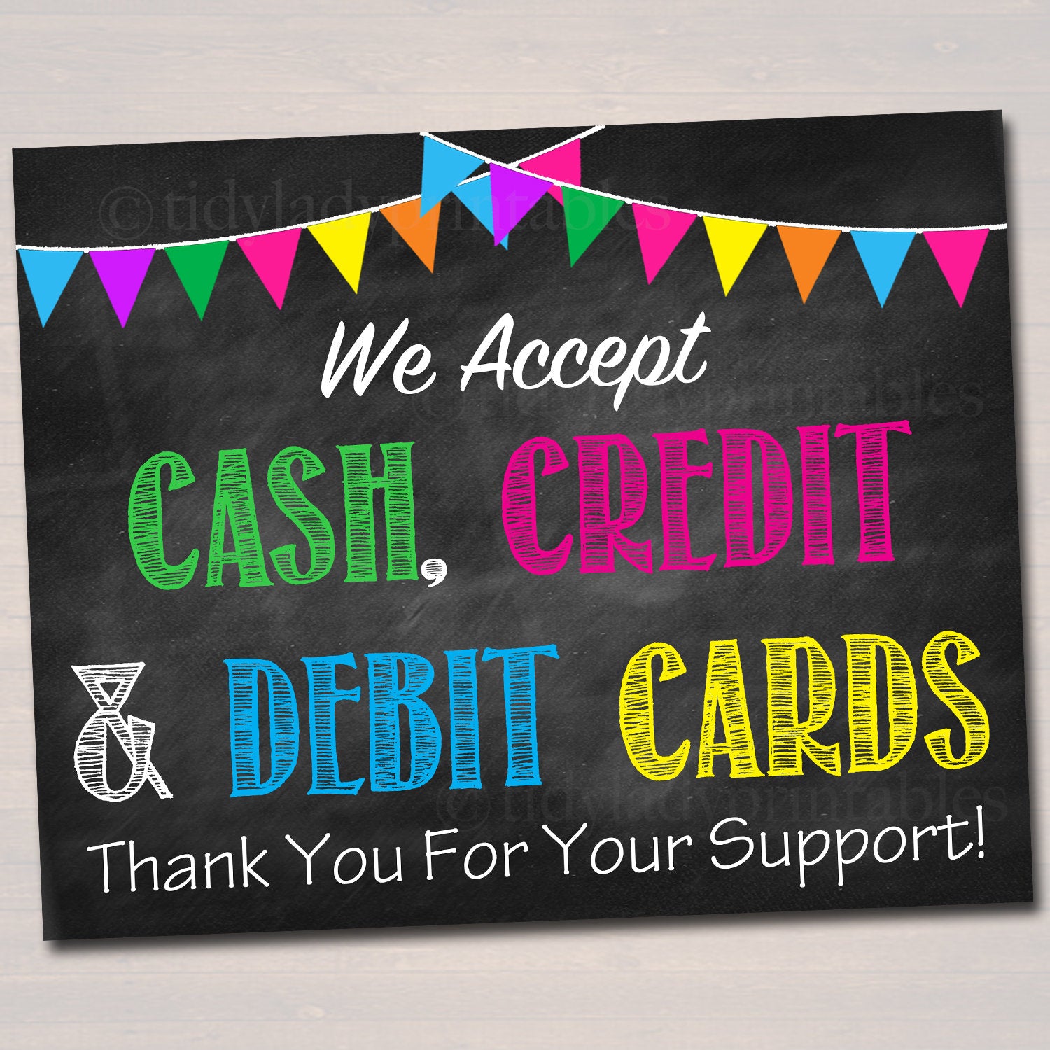 credit cards accepted sign