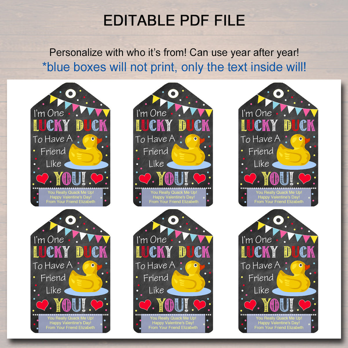 Rubber Duck Valentine's Day Gift Tags TidyLady Printables