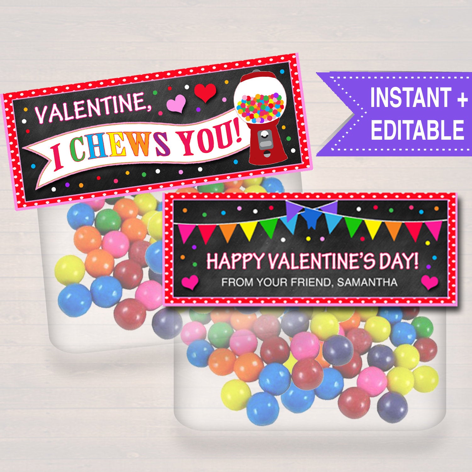 Printable Valentine's Day Gumball Cards I 